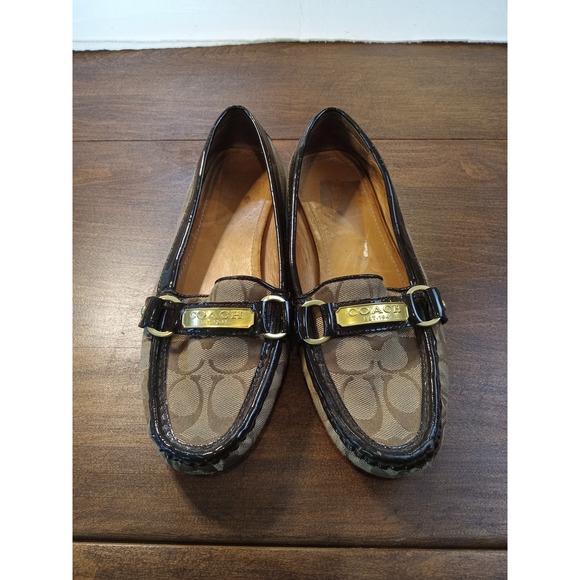 Coach Shoes - Coach Est. 1941 Signature Jacquard & Patent Leather Loafer Flats